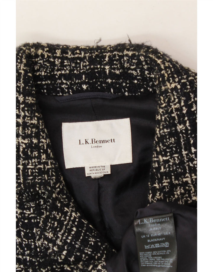 L.K. BENNETT Womens Crop 3 Button Blazer Jacket UK 12 Medium  Black Cotton Vintage L.K. Bennett and Second-Hand L.K. Bennett from Messina Hembry 