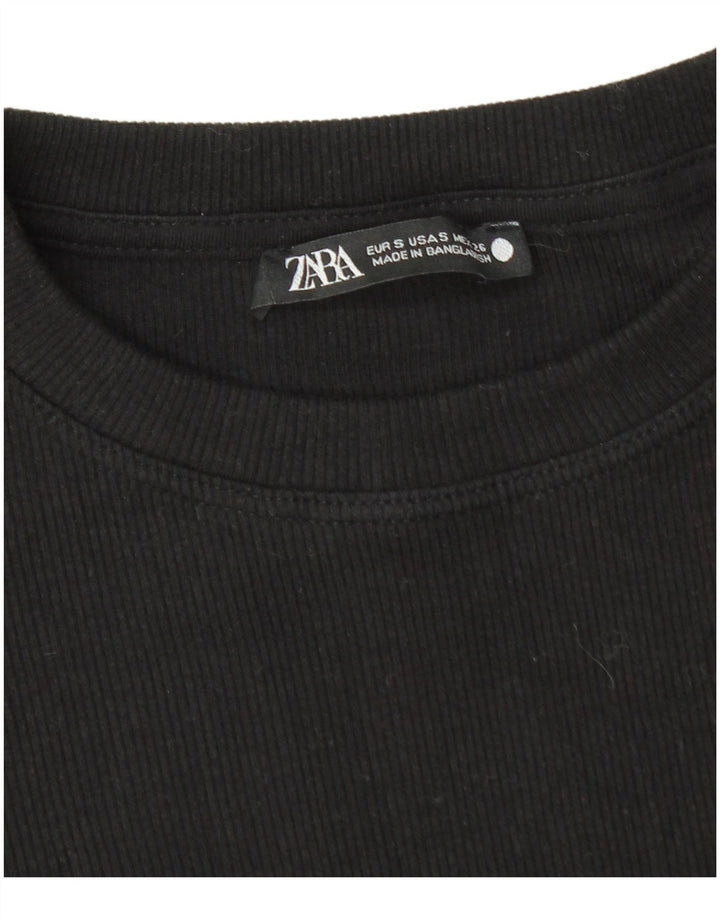Женская укороченная блузка Zara UK 8, маленький черный хлопок
