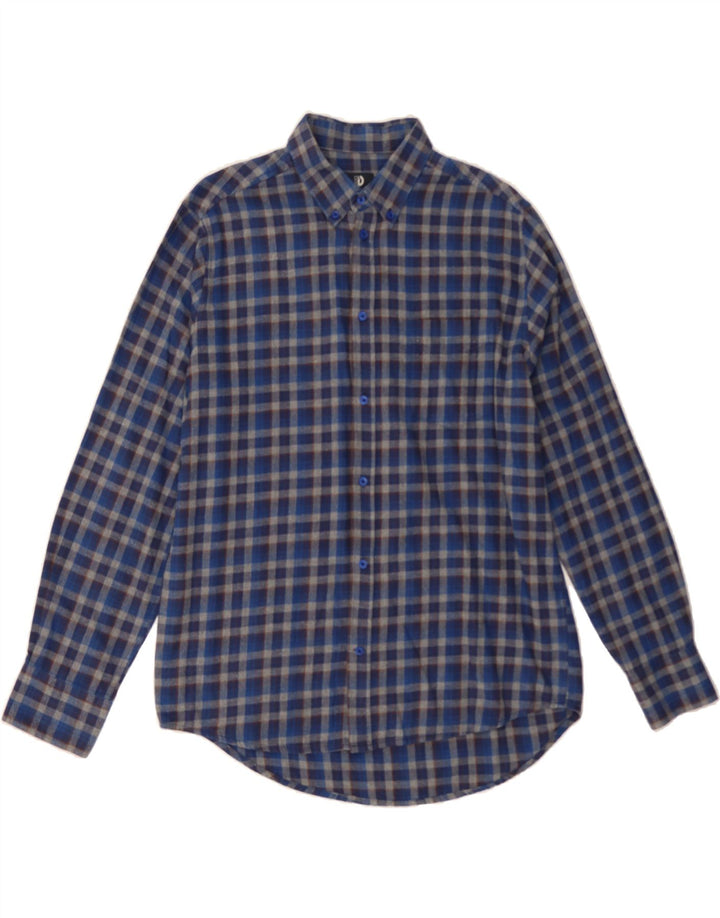 DACK'S Mens Regular Fit Flannel Shirt Medium Navy Blue Cotton Vintage Dack's and Second-Hand Dack's from Messina Hembry 