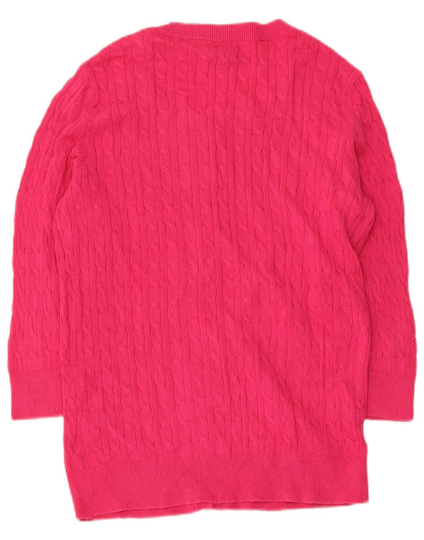 Женский кардиган с рукавом 3/4 Tommy Hilfiger UK 12, хлопок среднего розового цвета