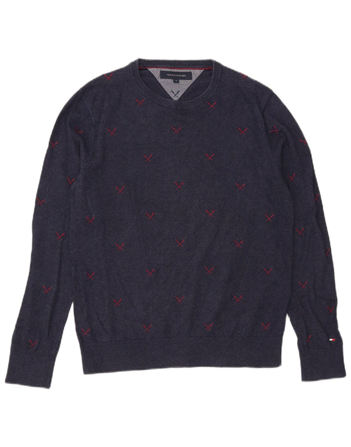 Мужской джемпер с круглым вырезом Tommy Hilfiger, маленький темно-синий, полиэстер