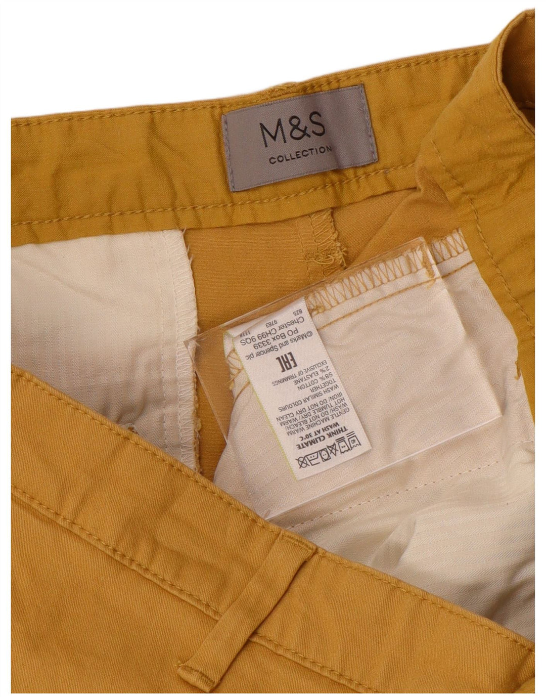 Мужские шорты-чиносы Marks & Spencer W36, большие желтые, хлопок