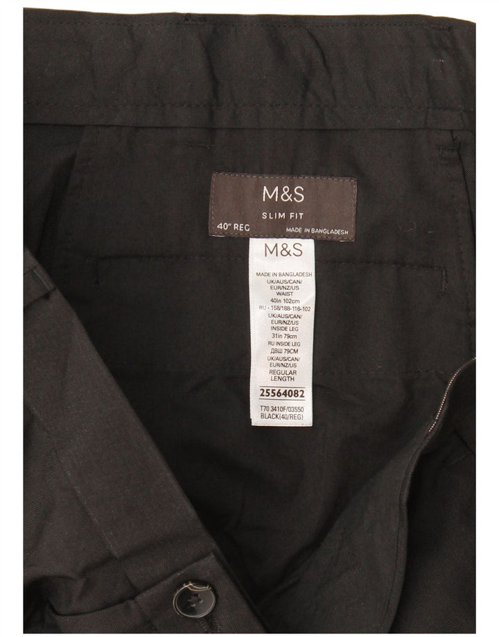 Мужские брюки-чиносы Marks & Spencer W40 L31 черные, полиэстер