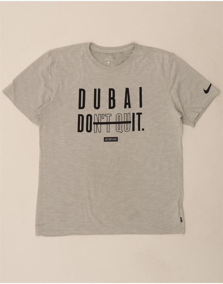 NIKE Mens Athletic Cut Graphic T-Shirt Top Large Grey Cotton Vintage Nike and Second-Hand Nike from Messina Hembry 