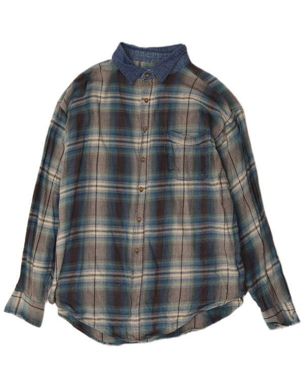 Мужская фланелевая рубашка Route 66 XL, синяя клетка, хлопок