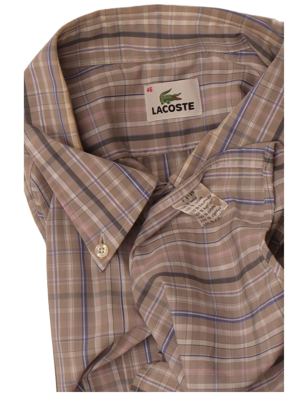 Мужская рубашка Lacoste, размер 46, 2XL, серая, хлопковая в клетку