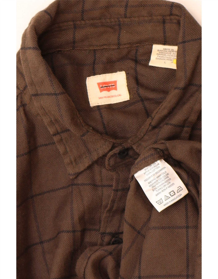 Мужская фланелевая рубашка Levi's, большая коричневая клетка, хлопок