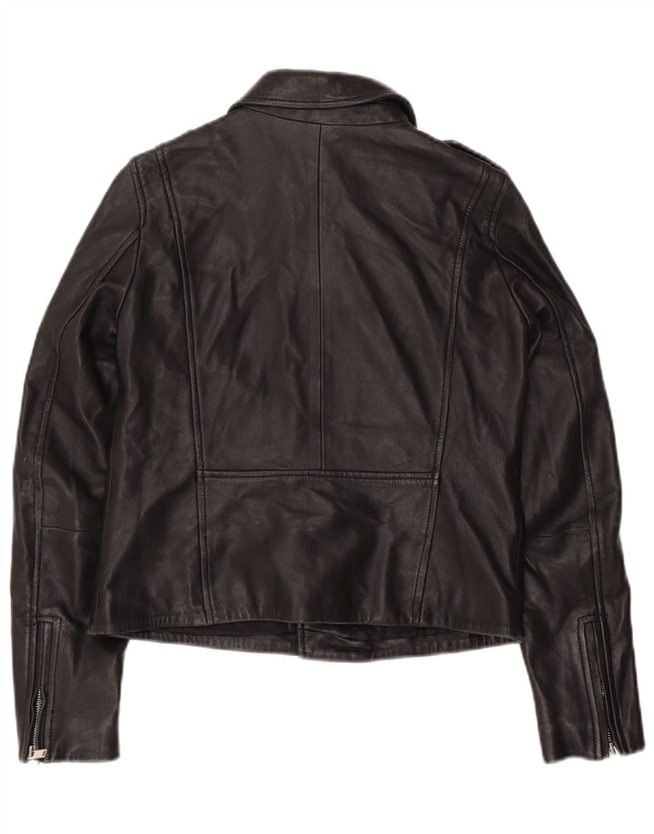 Женская кожаная косуха Zara UK 12, средний черный