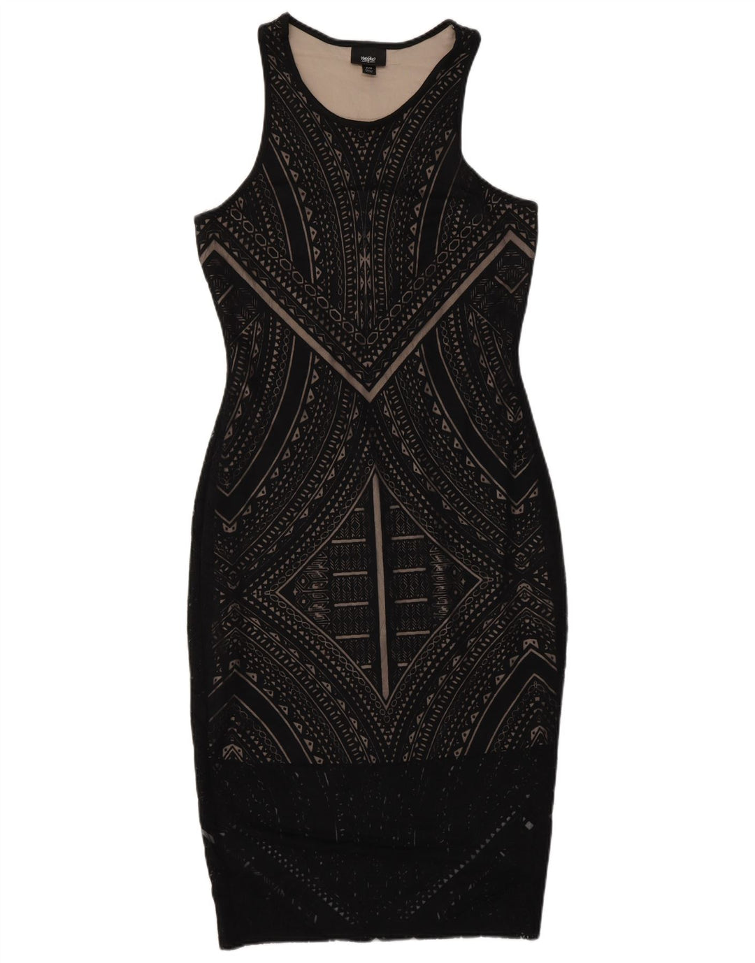 Женское облегающее платье без рукавов MOSSIMO UK 6 XS, черный вискоза с геометрическим рисунком