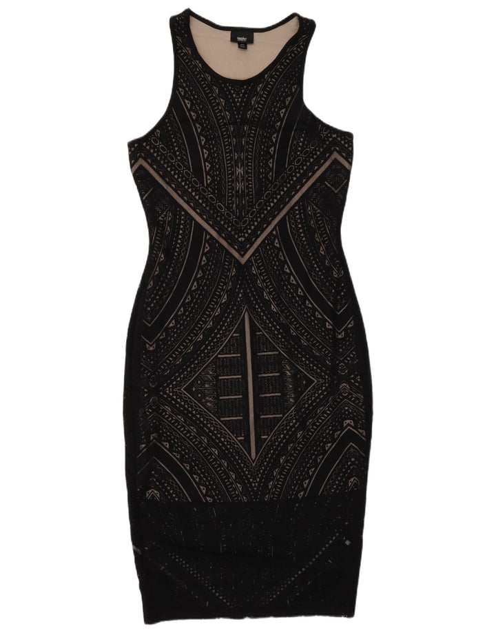 Женское облегающее платье без рукавов MOSSIMO UK 6 XS, черный вискоза с геометрическим рисунком