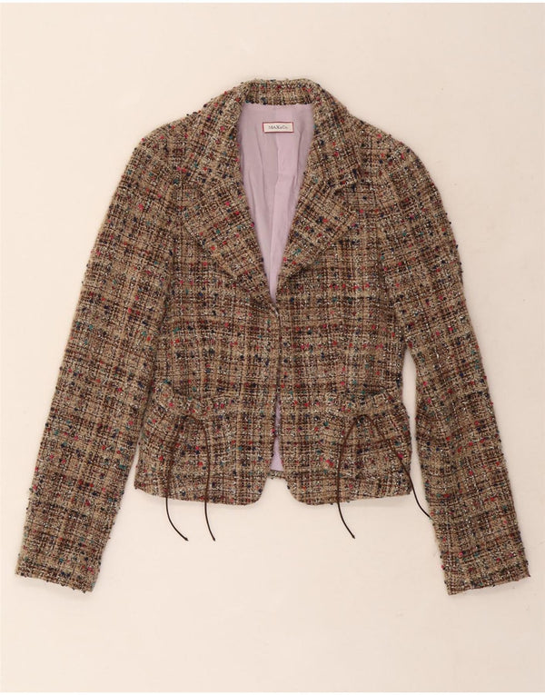 Женский пиджак Max & Co. UK 10, маленький, бежевый, шерстяной с крапинками