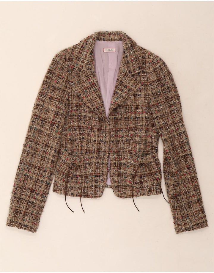 Женский пиджак Max & Co. UK 10, маленький, бежевый, шерстяной с крапинками