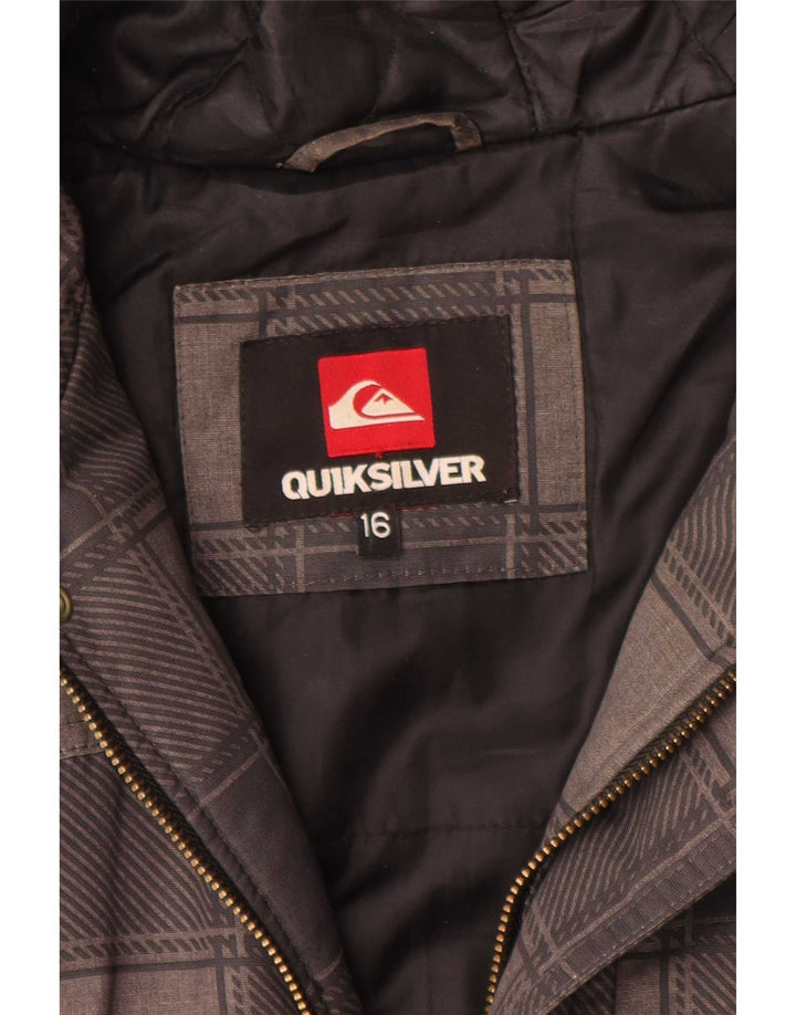 Куртка-бомбер Quiksilver с капюшоном для мальчиков 15–16 лет, серый полиэстер в клетку