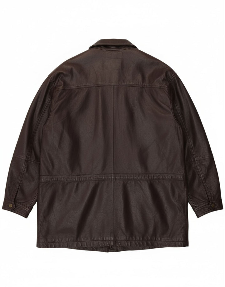 Винтажная мужская кожаная куртка IT 58 4XL бордовая кожа