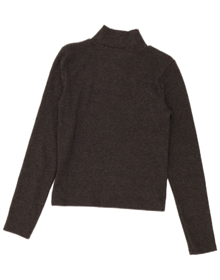 Женский укороченный топ Zara UK 12 с длинным рукавом, средний черный полиэстер