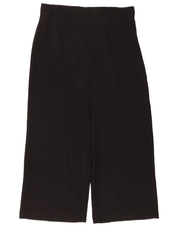 Zara Женские укороченные брюки с высокой талией и широкими штанинами XL W36 L26, черный полиэстер