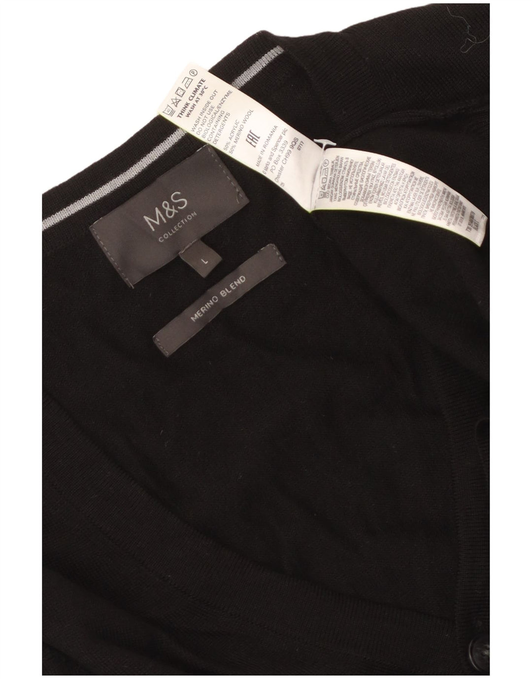 Мужской кардиган-свитер Marks & Spencer, большой черный акрил