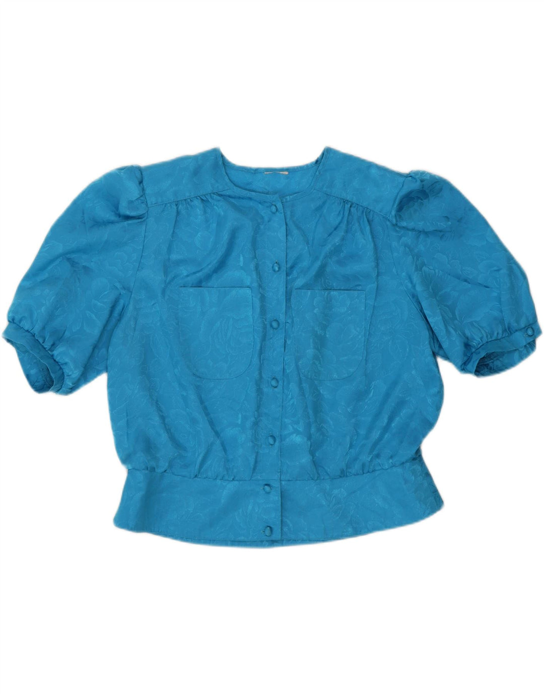 VINTAGE Womens Short Sleeve Shirt Blouse UK 18 XL Blue Floral Vintage Vintage and Second-Hand Vintage from Messina Hembry 