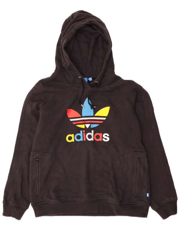 Женский джемпер с капюшоном Adidas с графическим рисунком UK 22 3XL, черный хлопок