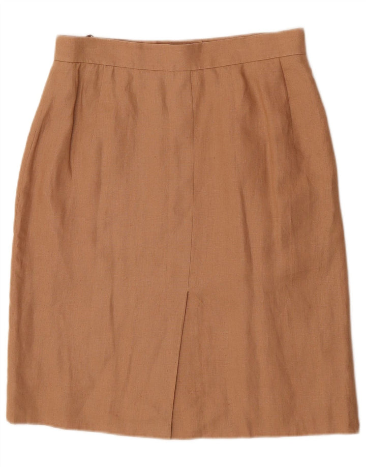 HERMES Женская прямая юбка IT 44 Medium W30 Бежевый лен