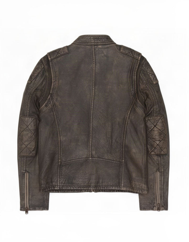 Мужская кожаная куртка Superdry Motorstyle UK 40, большая коричневая