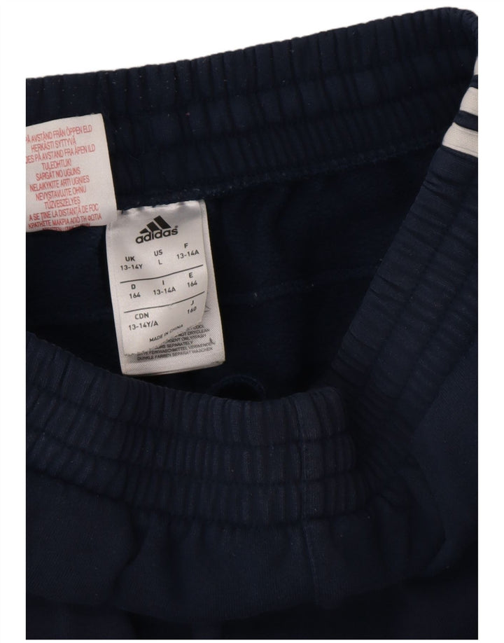 ADIDAS Boys Tracksuit Trousers Joggers 13-14 Years Navy Blue Cotton