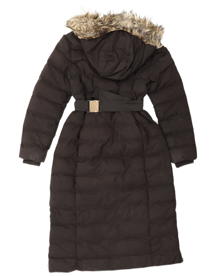 Женское стеганое пальто с капюшоном OASIS UK 12, средний черный полиэстер