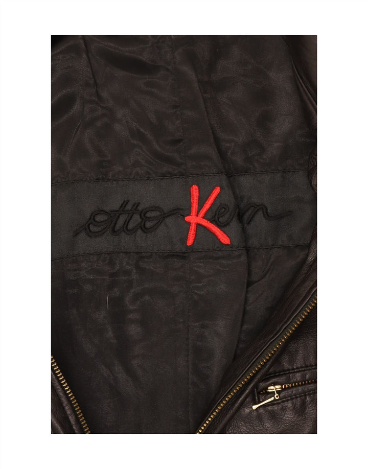 OTTO KERN Womens Leather Gilet UK 10 Small Black Vintage Otto Kern and Second-Hand Otto Kern from Messina Hembry 