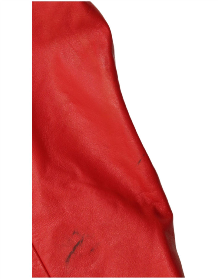 Винтажная женская кожаная куртка-гонщик EU 40, кожа среднего красного цвета