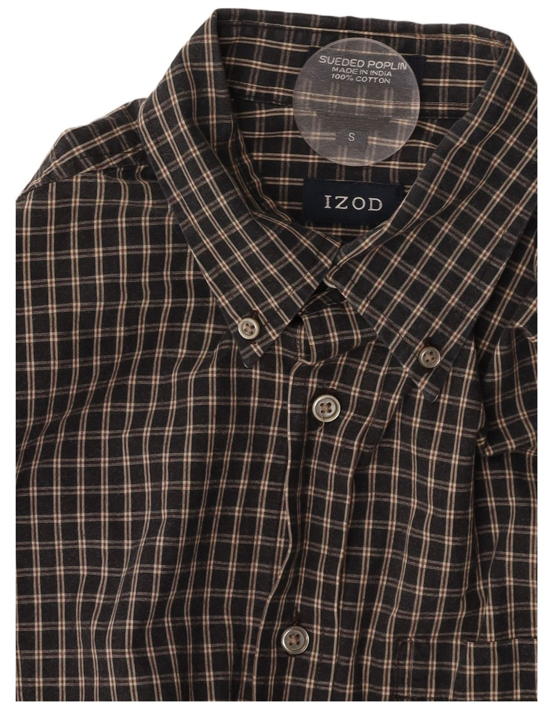 IZOD Мужская рубашка маленького размера, темно-синяя клетка, хлопок