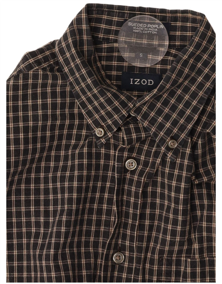 IZOD Мужская рубашка маленького размера, темно-синяя клетка, хлопок