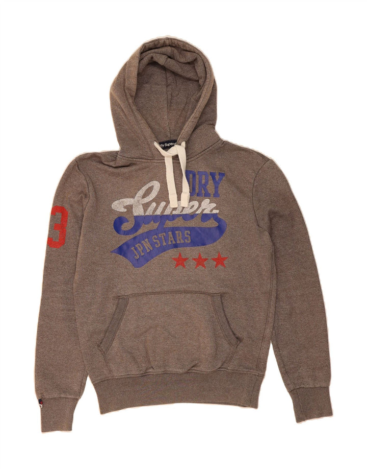 SUPERDRY Mens Graphic Hoodie Jumper Small Grey Cotton Vintage Superdry and Second-Hand Superdry from Messina Hembry 