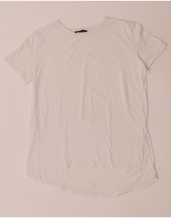 Женская футболка Zara Top UK 10, маленькая, белый хлопок