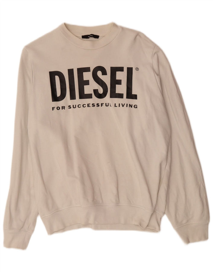 Мужской свитшот DIESEL с рисунком, маленький хлопковый джемпер белого цвета