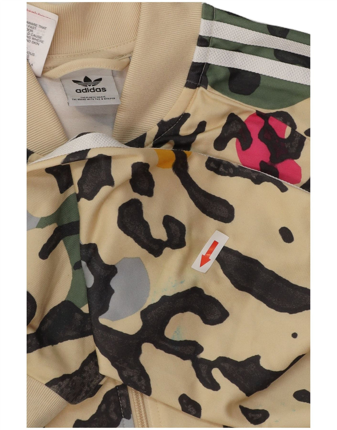 Спортивный костюм ADIDAS для девочек, верхняя куртка, 15–16 лет, бежевый, полиэстер с животным принтом