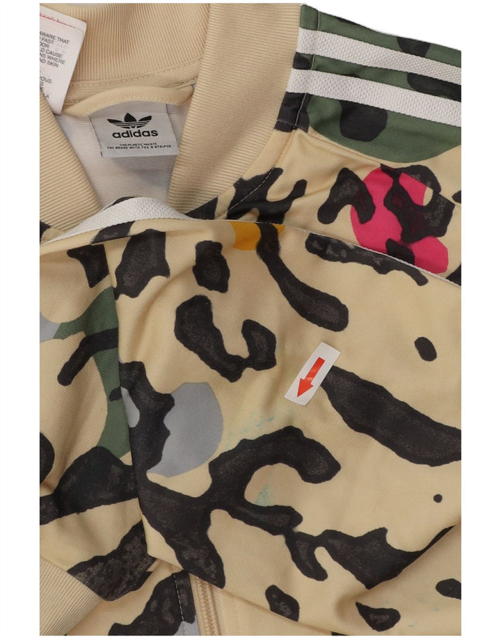 Спортивный костюм ADIDAS для девочек, верхняя куртка, 15–16 лет, бежевый, полиэстер с животным принтом