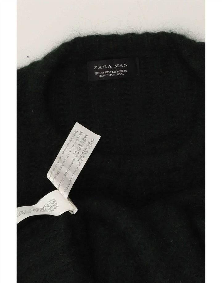 Мужской джемпер с круглым вырезом Zara, средний зеленый акрил