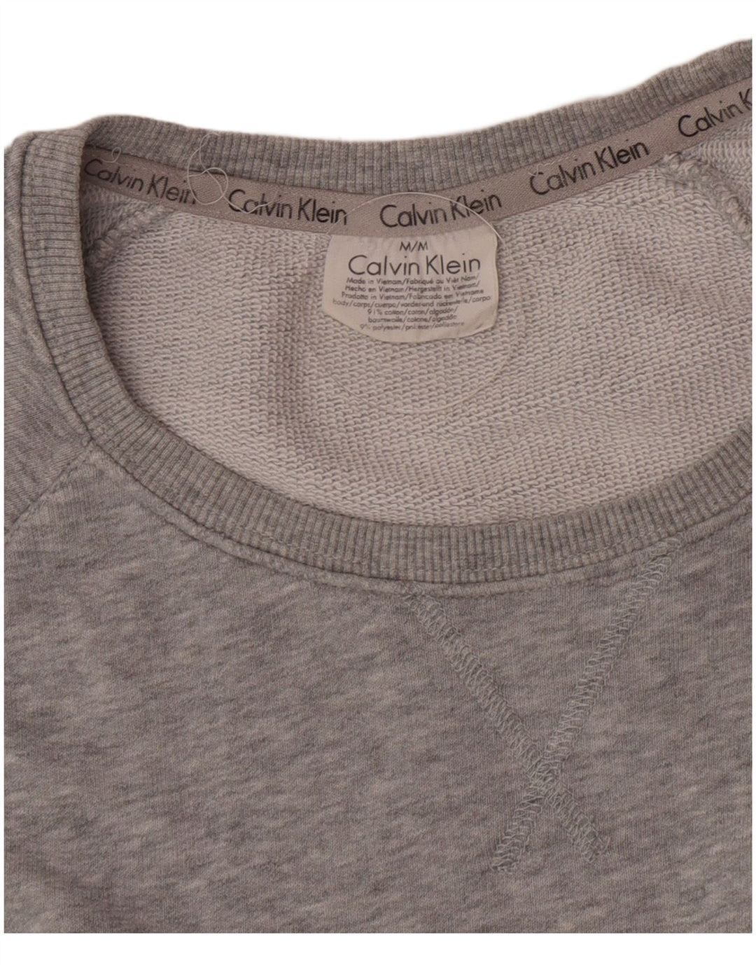 Мужской свитшот с рисунком Calvin Klein, хлопковый джемпер среднего серого цвета в крапинку
