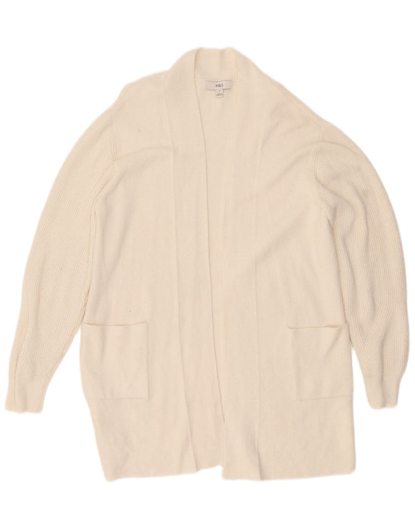 Женский удлиненный открытый кардиган Marks & Spencer UK 16, большой Off White