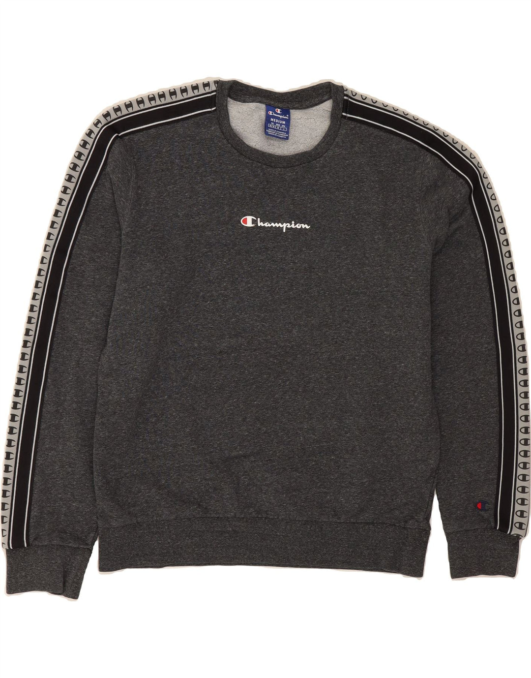 CHAMPION Womens Graphic Sweatshirt Jumper UK 14 Medium Grey Colourblock Vintage Champion and Second-Hand Champion from Messina Hembry 