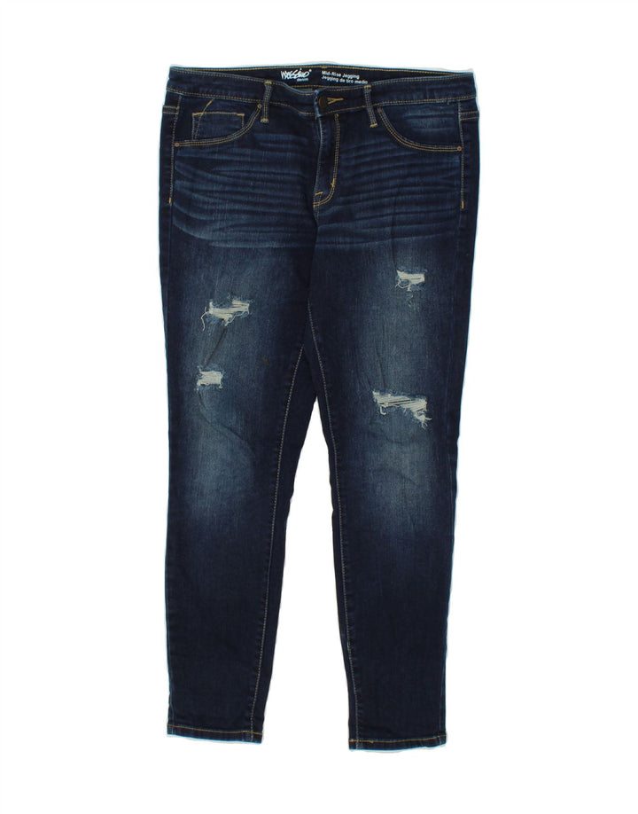 MOSSIMO Womens Distressed Mid Rise Jegging Jeans US 12 Large W31 L27 Blue Vintage Mossimo and Second-Hand Mossimo from Messina Hembry 