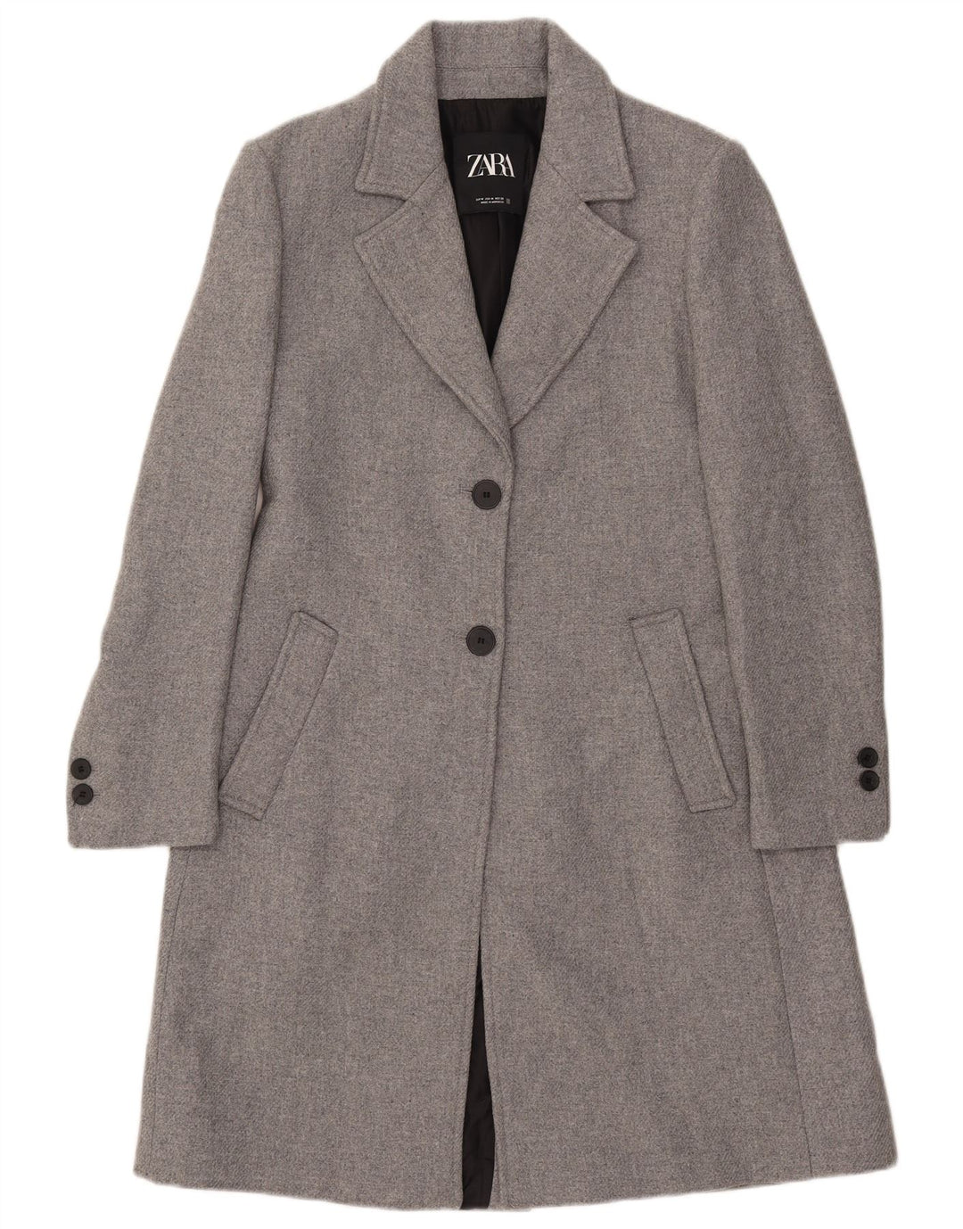 Женское пальто Zara UK 12, шерсть среднего серого цвета