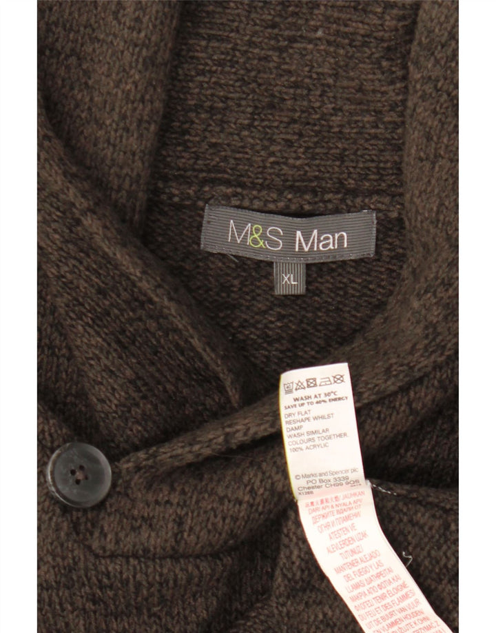 Мужской джемпер с отложным воротником Marks & Spencer XL, серый акрил