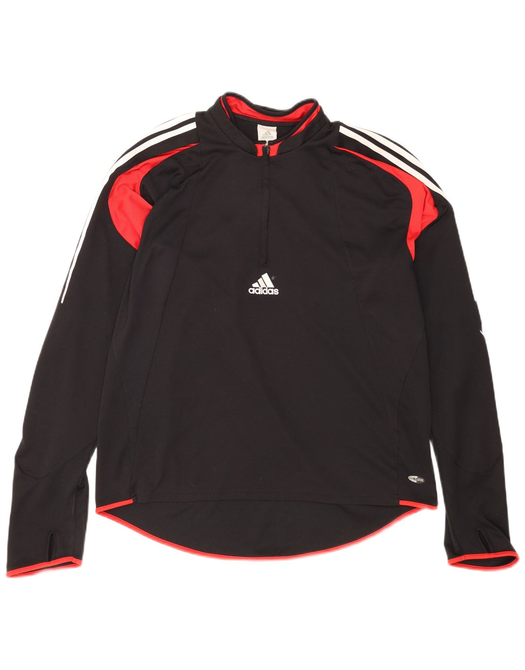 Adidas Climacool Пуловер с воротником на молнии Спортивный костюм Top XL Черный Цветной блок