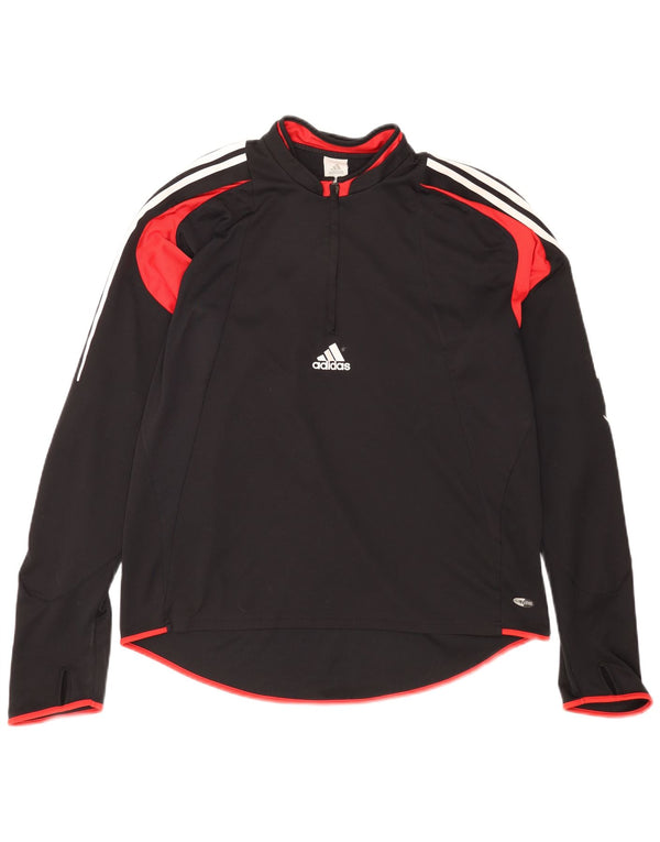 Adidas Climacool Пуловер с воротником на молнии Спортивный костюм Top XL Черный Цветной блок
