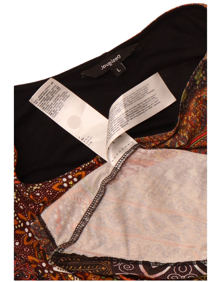 Женское платье макси с рукавом 3/4 Desigual UK 14, большое разноцветное вискоза