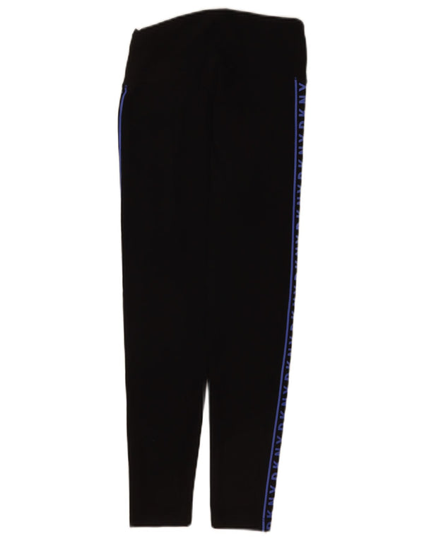Женские укороченные леггинсы с графическим рисунком Dkny UK 4 XS, черные, хлопковые с цветными блоками