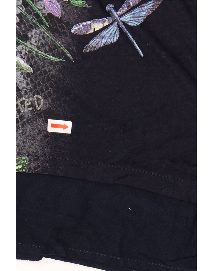 Женская туника с рисунком Desigual UK 14, средний темно-синий с цветочным принтом