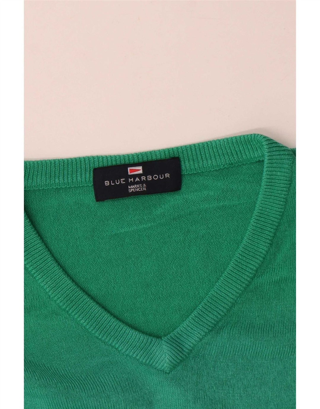 Мужской джемпер с v-образным вырезом Marks & Spencer Blue Harbour, большой зеленый