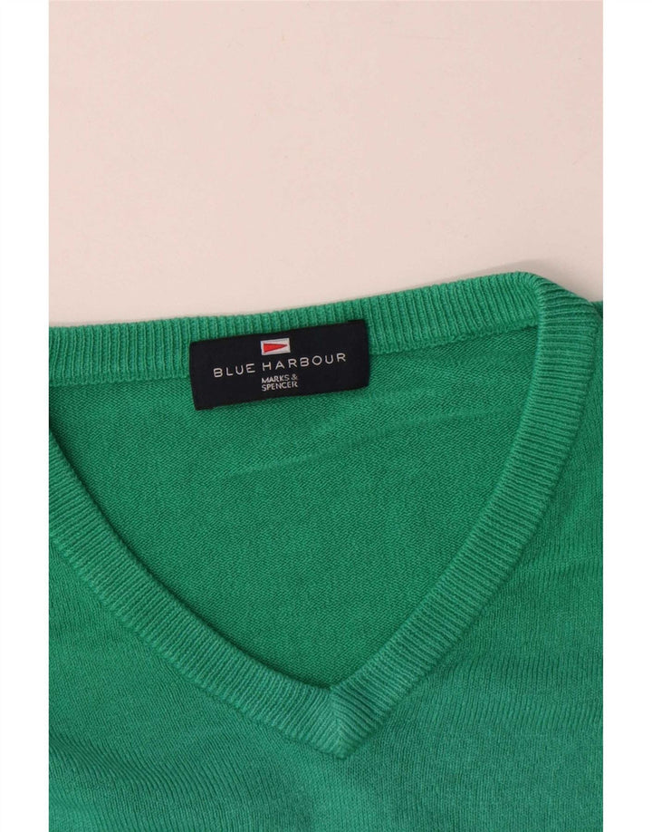 Мужской джемпер с v-образным вырезом Marks & Spencer Blue Harbour, большой зеленый
